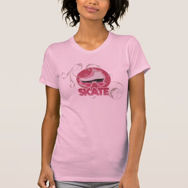 Camiseta Skate de rolo cor-de-rosa do redemoinho da bolha, (Frente)