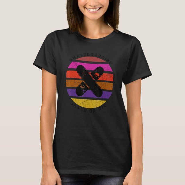 Camiseta Skate De Skate Ou Papais noeis De Skateboard Die C (Frente)