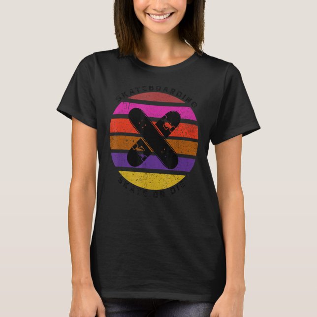 Camiseta Skate De Skate Ou Papais noeis De Skateboard Die C (Frente)