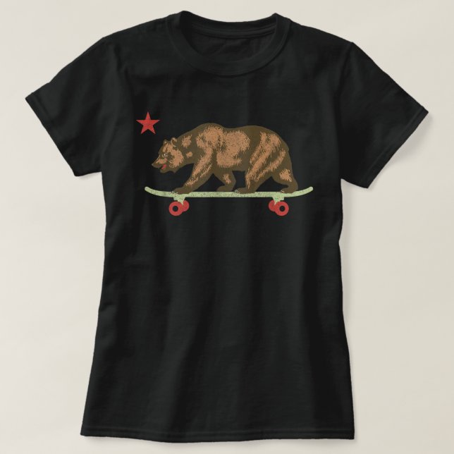 Camiseta Skate de Skateboard Retro California Bear Skate St (Frente do Design)