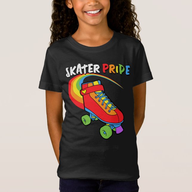 Camiseta Skate do cilindro de desenho do Skater Pride Rainb (Frente)