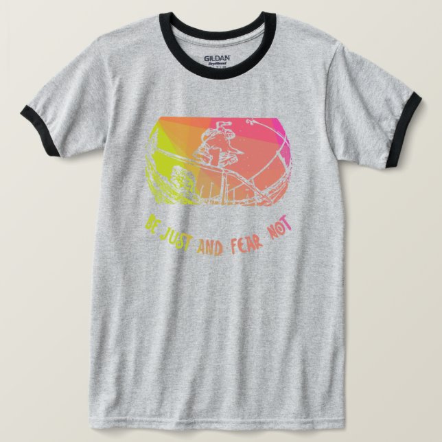 Camiseta skate em linha dos anos 90 - não ter medo (Frente do Design)