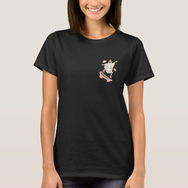 Camiseta Skate Ghost Skateboard Lazy Halloween Figurume Cus (Frente)