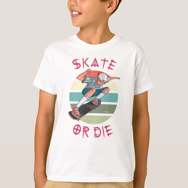Camiseta Skate ou morrer Skateboarder Boy (Frente)