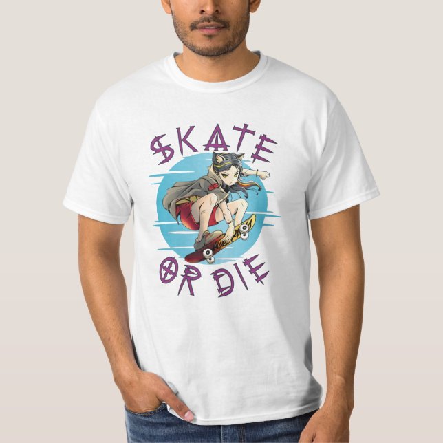 Camiseta Skate ou morrer Skateboarder Girl (Frente)