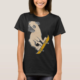 Camiseta Skate Pug Dog Skateboard Puppy Engraçado Classe En