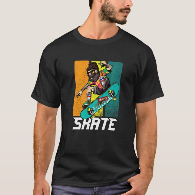 Camiseta Skate Retro Barbudo Hipster Longboard Skate (Frente)