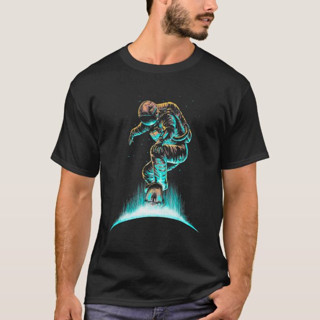 Camiseta Skateboard Astronauta No Espaço Cosmos Science Un (Frente)