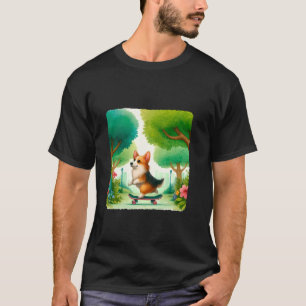 Camiseta Skateboard Corgi No Parque Lush. Cachorro skate B