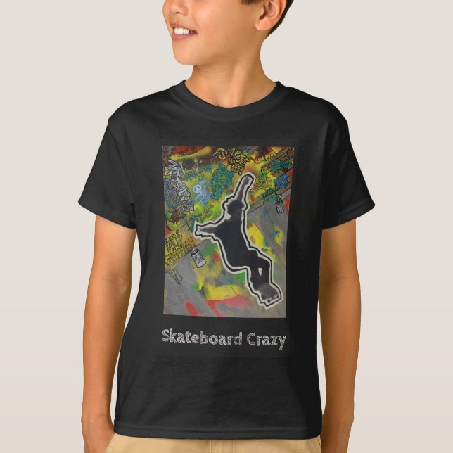 Camiseta Skateboard Crazy - grafite, pop, arte de rua (Frente)