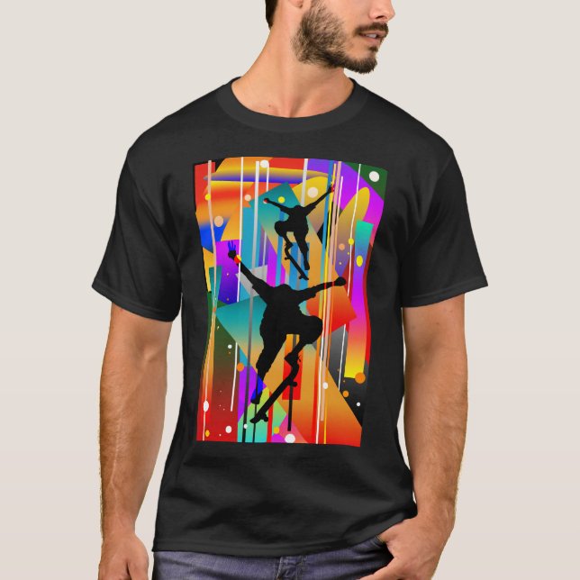 Camiseta Skateboard de Abstrato de Forma Geométrica (Frente)