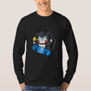Camiseta Skateboard de Gato Negro Cinto