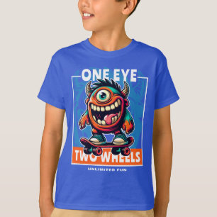 Camiseta Skateboard de monstro divertido ilimitado