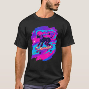 Camiseta Skateboard de Poodle na Imagem Retroativa do Espaç