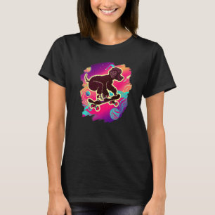 Camiseta Skateboard de Poodle na Imagem Retroativa do Espaç