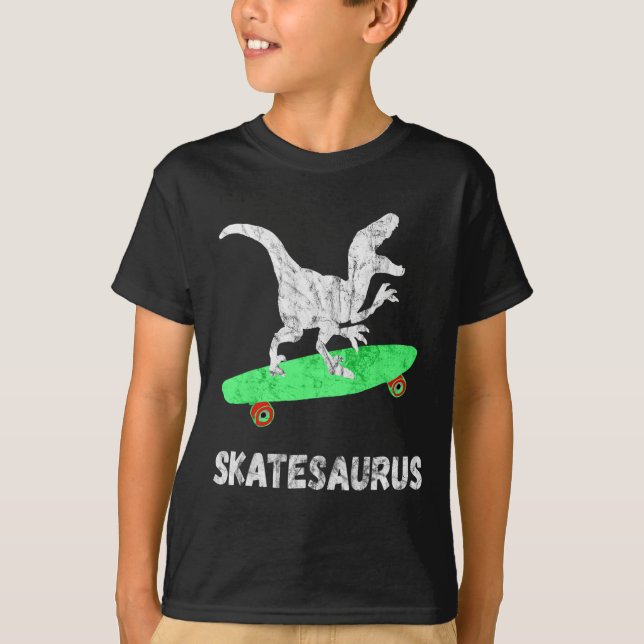 Camiseta Skateboard Dinosaur Skateboarding T-rex Funny Skat (Frente)