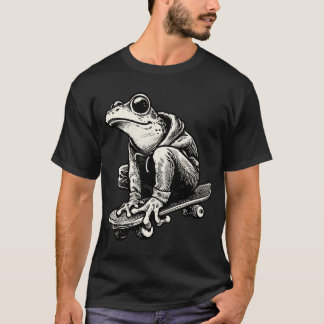 Camiseta Skateboard do Sapo preto e branco retrô