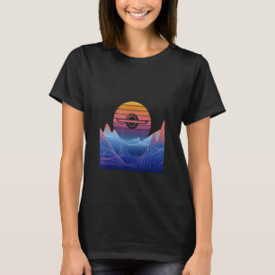 Camiseta Skateboard Elétrica Vaporwave Retro Sunset Landsca