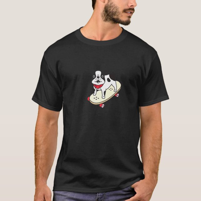 Camiseta Skateboard French Buldogue Puppy Skateboard Dog (Frente)