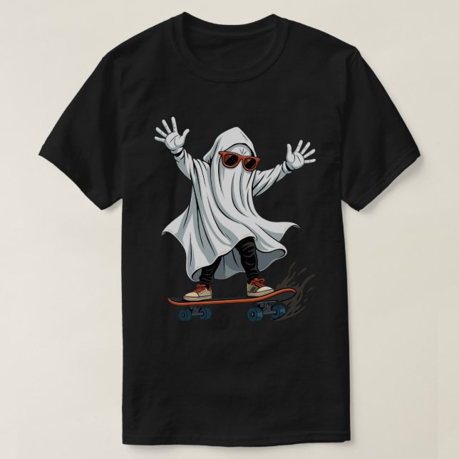 Camiseta Skateboard Ghost T-Shirt Engraçado (Frente do Design)