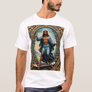 Camiseta Skateboard Jesus Arte Sagrada Engraçado T-Shir Rel
