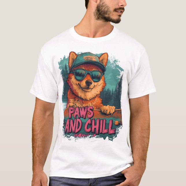 Camiseta Skateboard para Shiba Inu, Jogada Reproduzida - Pe (Frente)