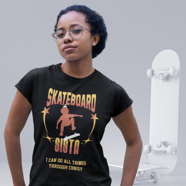 Camiseta SKATEBOARD SISTA Afro Skateboard Nome Personalizad (Criador carregado)