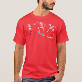 Camiseta Skateboard Skeletons Homens Skates do Halloween Bo