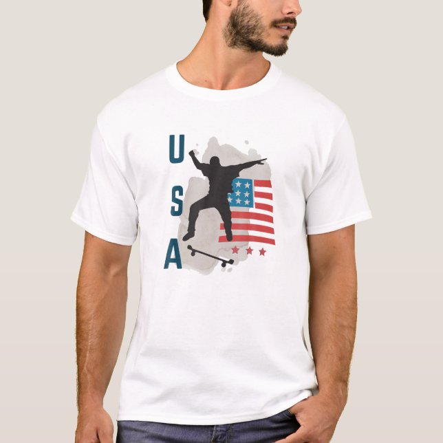 Camiseta Skateboard USA Support Team T USA Flag Drea (Frente)