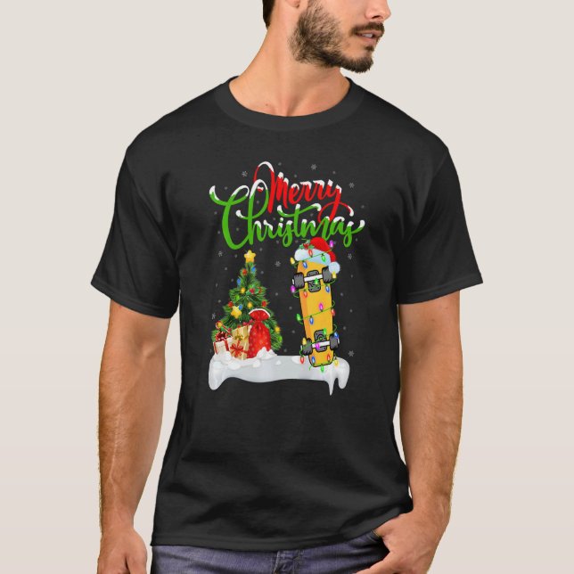 Camiseta Skateboard Xmas Decortions Skateboard Chri (Frente)