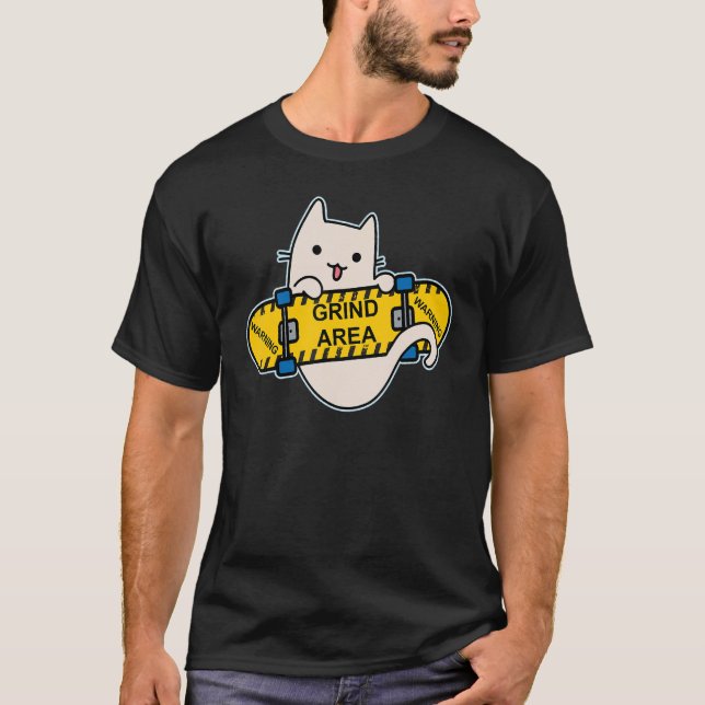 Camiseta Skateboarder Cat Skateboarding on Skateboard Grind (Frente)