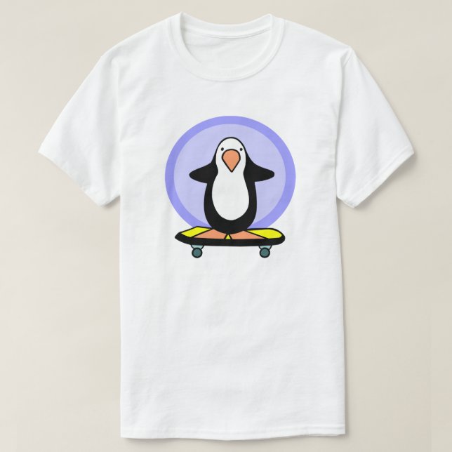 Camiseta Skateboarder Penguin Skateboard Divertido (Frente do Design)