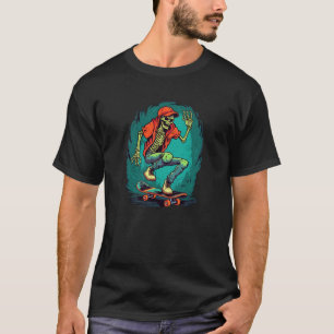 Camiseta Skateboarder Rampa de skater Esqueletos Skateboard