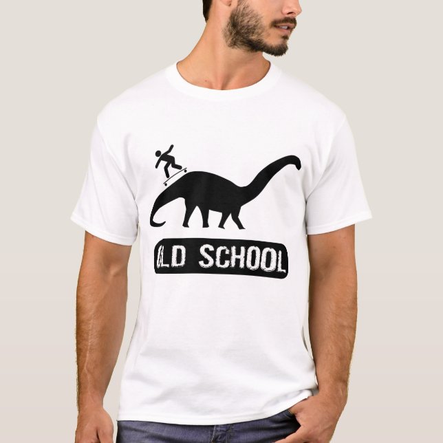Camiseta Skateboarding de Dino da velha escola (Frente)