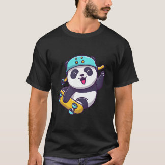 Camiseta Skateboarding Happy Panda Skateboard Sporty Animal