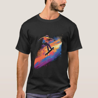 Camiseta Skateboarding Skateboarder Halfpipe Salto Skating