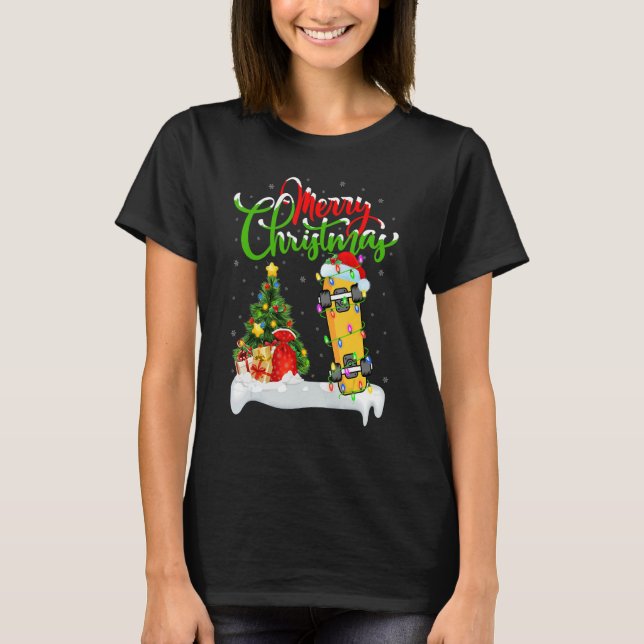 Camiseta Skateboarding   Xmas Decorations Skateboarding Chr (Frente)
