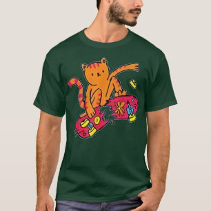 Camiseta Skater Cat Skateboard Funny Skater Skateboard C