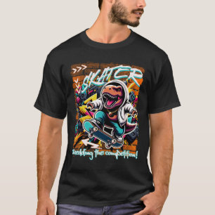 Camiseta Skater Destruindo A Competição! T-rex Engraçado Pa