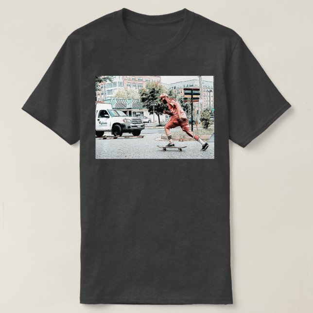 Camiseta skater extreme stunt using skateboard in extreme o (Frente do Design)