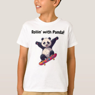 Camiseta Skater Panda Kids T-Shirt – Cartoon Tee 