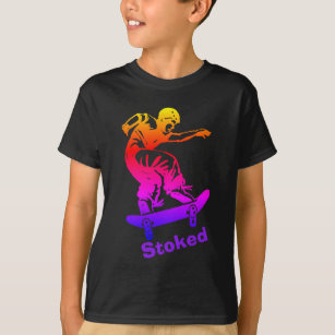 Camiseta Skater Stoked menino do arco-íris do patinador