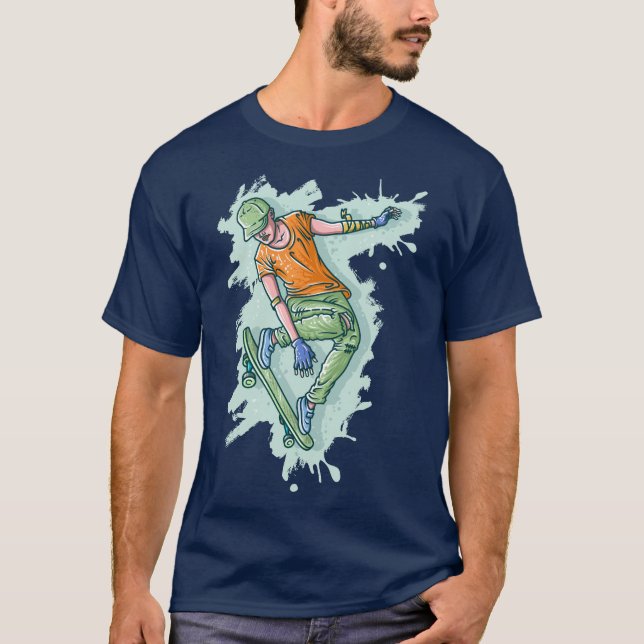 Camiseta Skater Voador Colorido, Ilustração Engraçada (Frente)