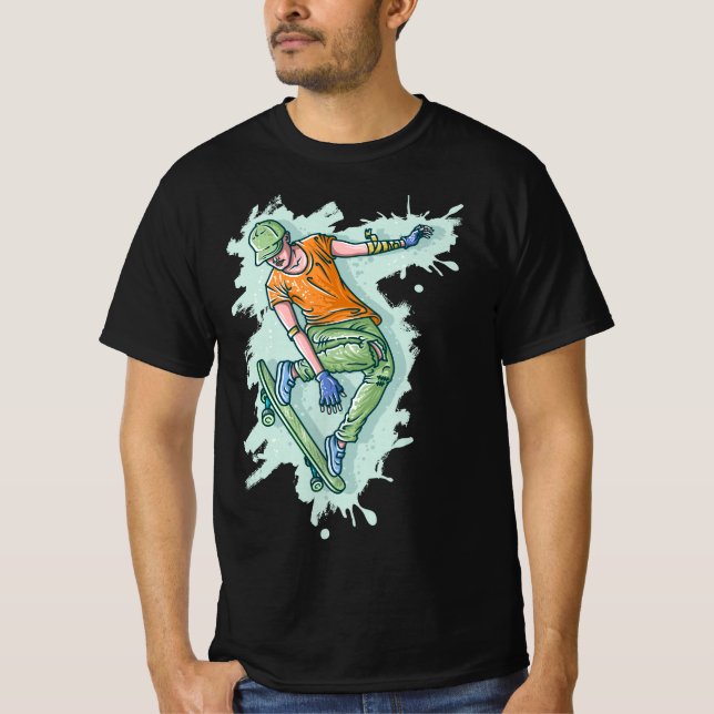 Camiseta Skater Voador Colorido, Ilustração Engraçada (Frente)