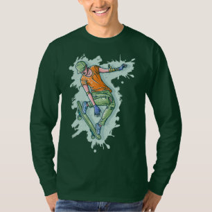 Camiseta Skater Voador Colorido, Ilustração Engraçada