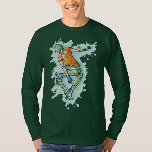 Camiseta Skater Voador Colorido, Ilustração Engraçada (Frente)