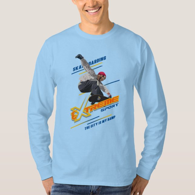 Camiseta Skates | Capa longa masculina (Frente)