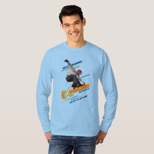 Camiseta Skates | Capa longa masculina (Frente Completa)