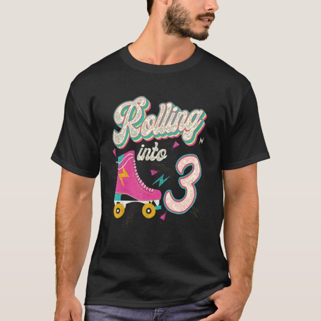 Camiseta Skates Com Cilindro De aniversário de 3 anos Enrol (Frente)