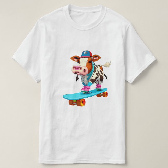 Camiseta Skates com cilindro de vestida em skate (Frente do Design)